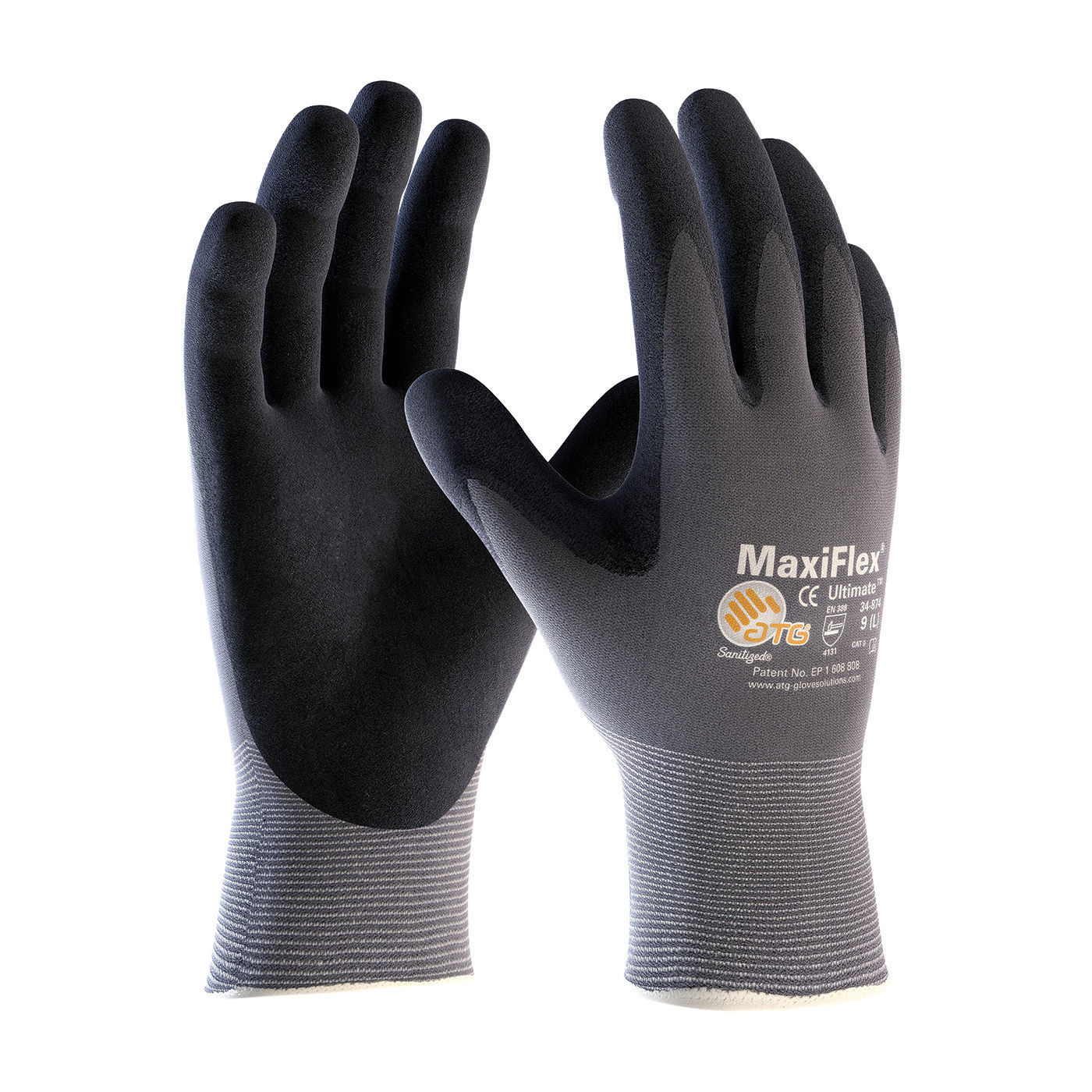 MaxiFlex 34-874 Ultimate Seamless Nitrile Grip Protective Work Gloves 3 Pairs