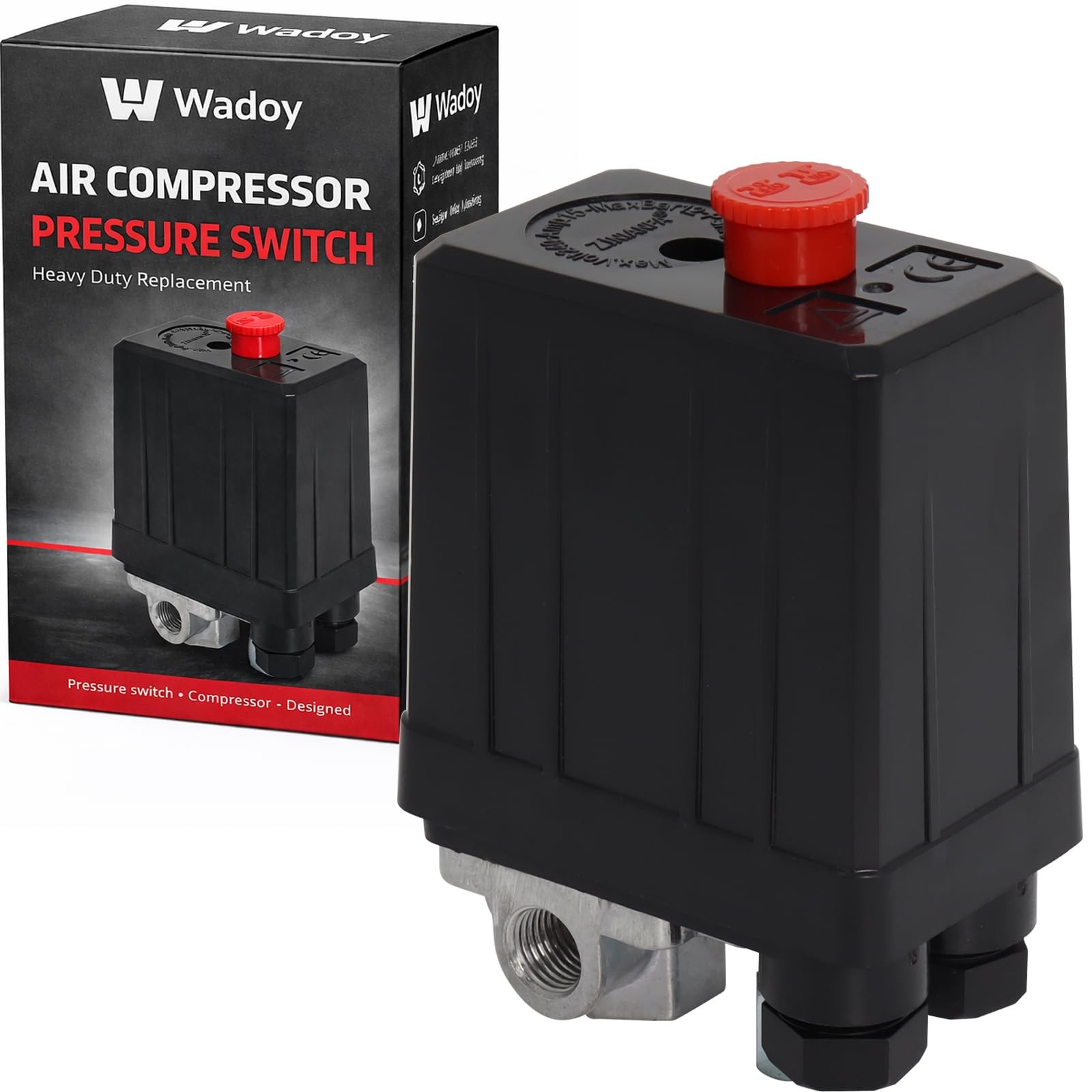 Wadoy Central Pneumatic Air Compressor Pressure Switch Control Valve Black
