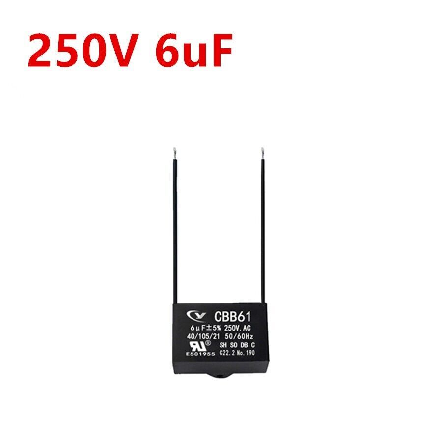 CBB61 6mfd 6uf 6.0uf 250V VAC 50/60Hz Epoxy Resin Sealed Ceiling Fan Capacitor