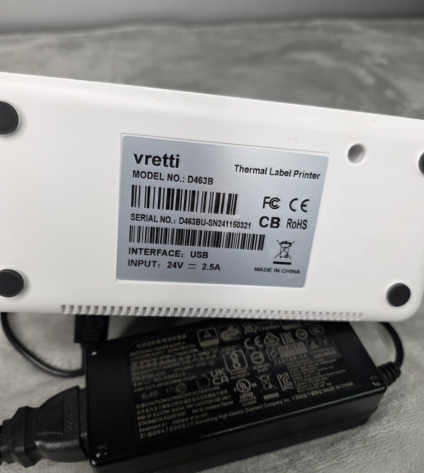 Vretti D463B USB Thermal Label Printer 4×6 Shipping w/ Adapter Tested