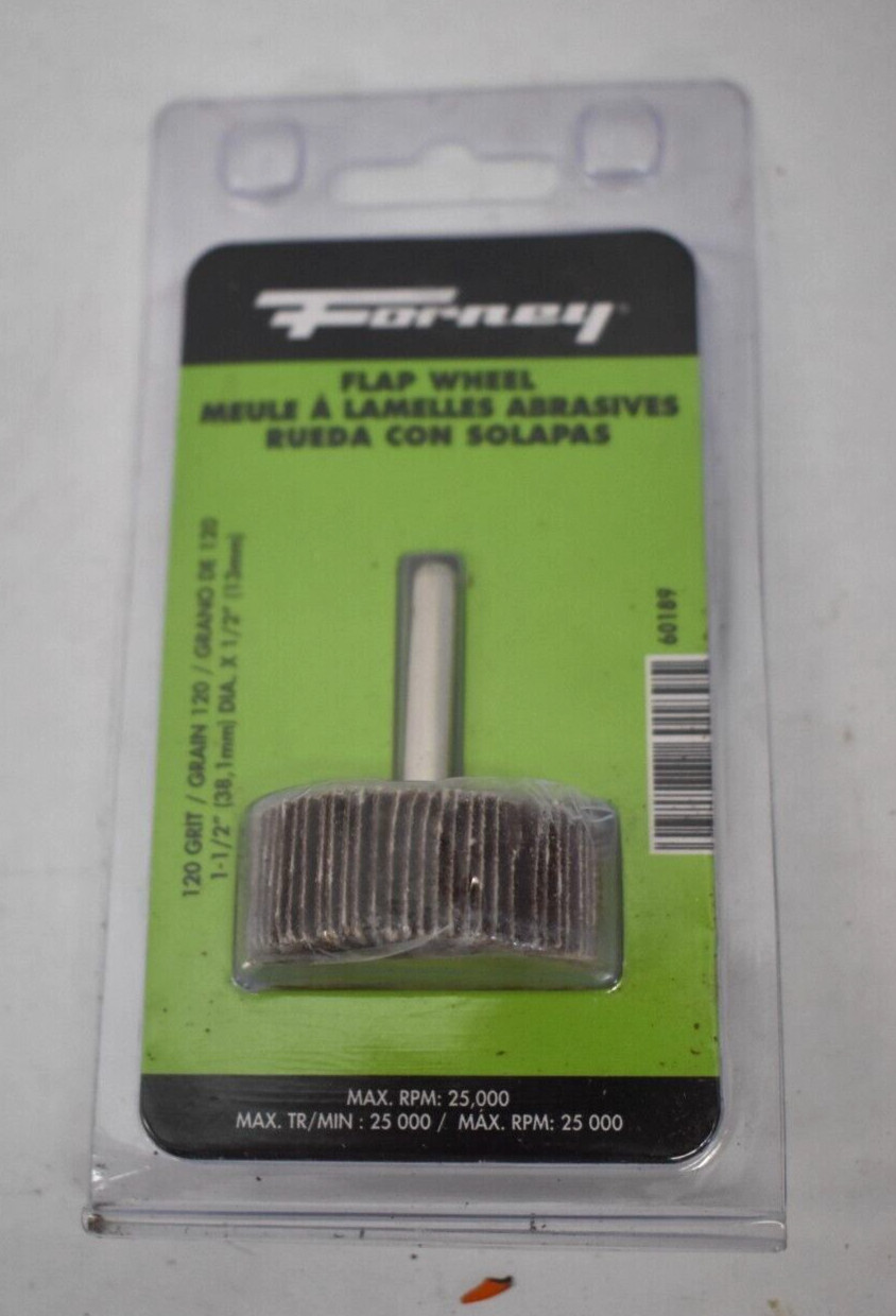 Forney Mounted Flap Wheel 120 Grit 1-1/2″ x 1/2″ x 1/4″ Shank Genuine OEM