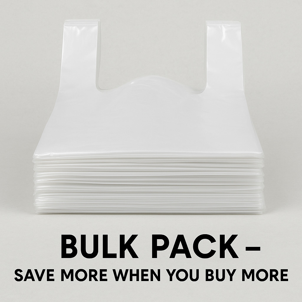 1/6 Clear Heavy-Duty Plastic T-Shirt Bags 4 Mil Reusable Grocery Shopping 21×6.
