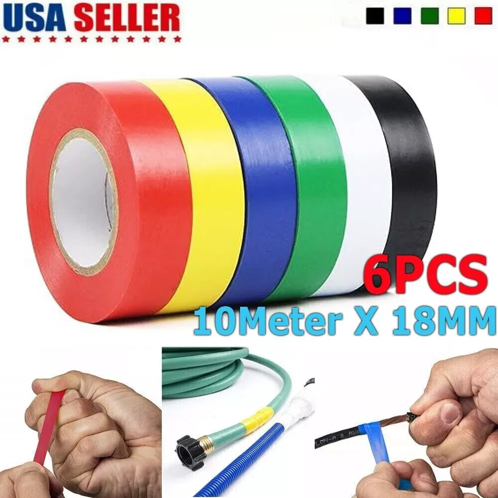 6 Pack Coloured Electrical Tape Electrical Tape Colours Water Sun Oil Resistant