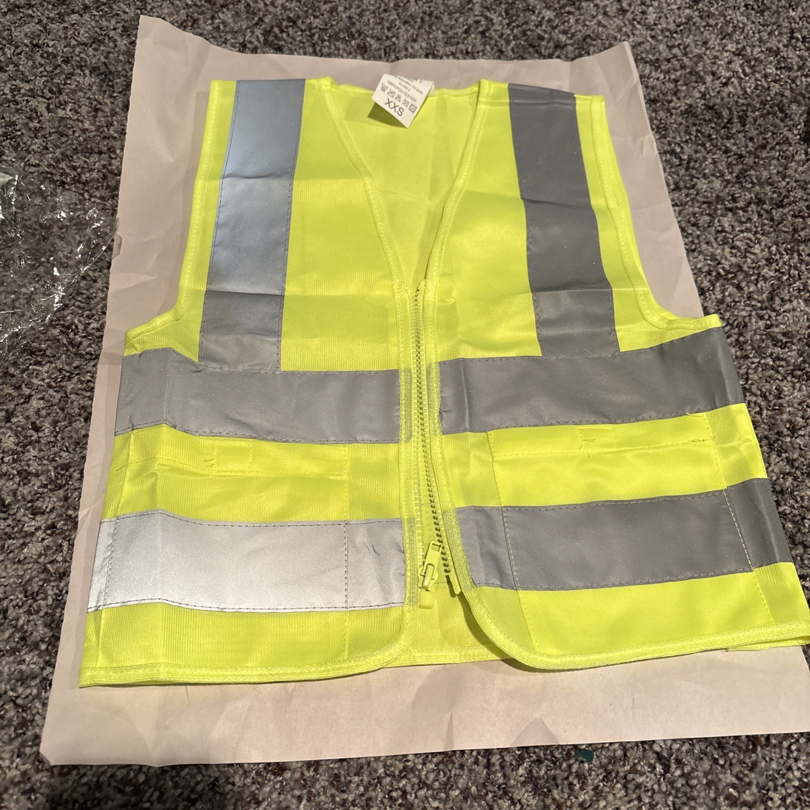 Yellow Fluorescent Safety Vest 2 Pockets Xxs Construction Safety Dress Up