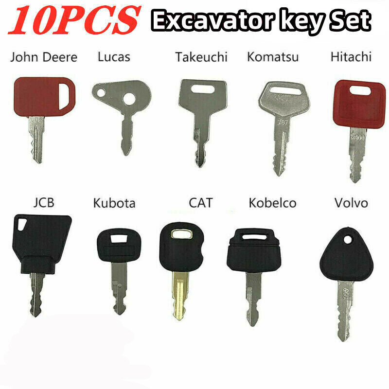 10PCS Master Keys Set Ignition Set Tractors Excavators Heavy Plant Machinery AU