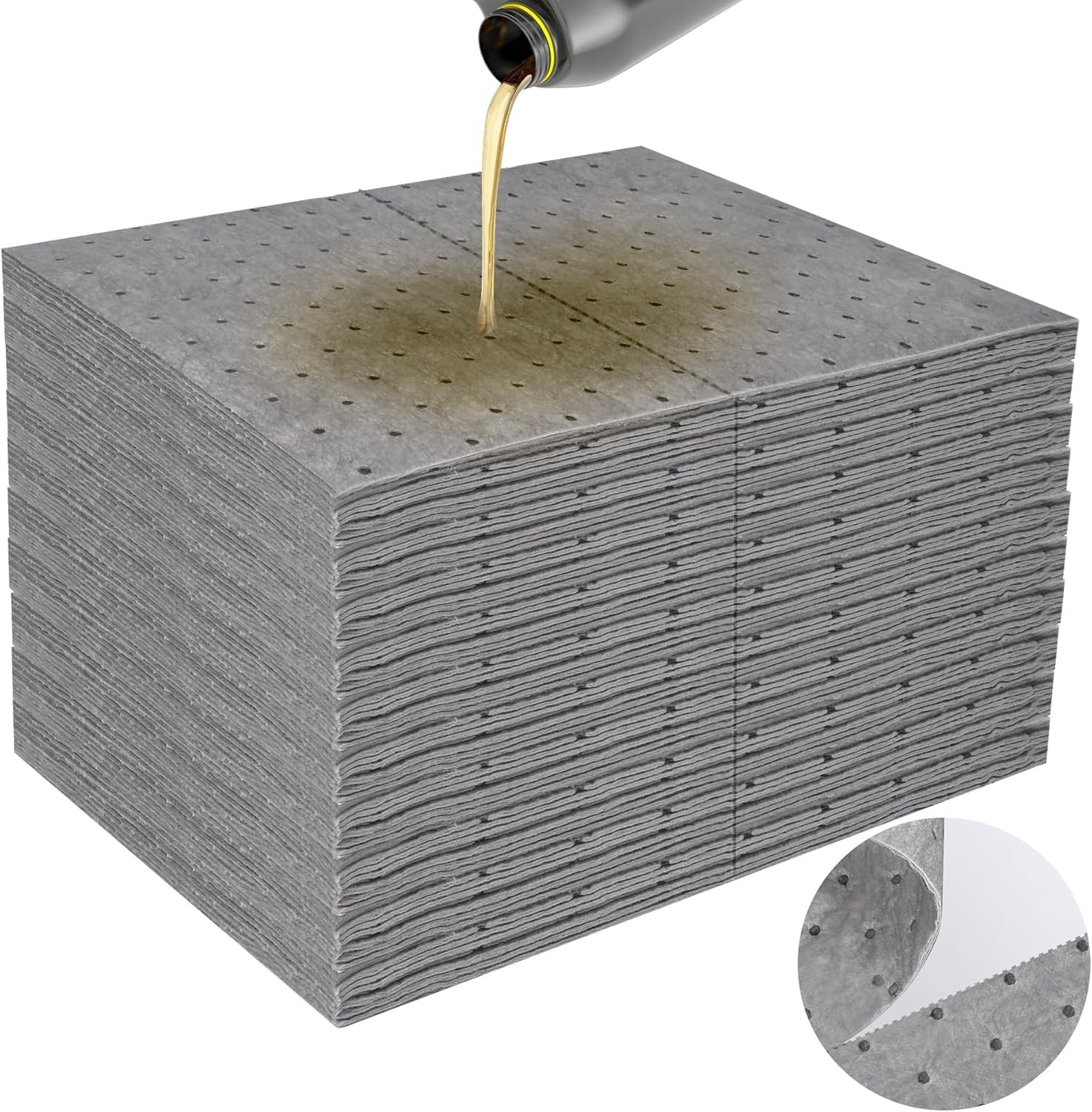 100 Pcs 10×13 Inch Oil Absorbent Pads for Automotive Workshop Spill Control
