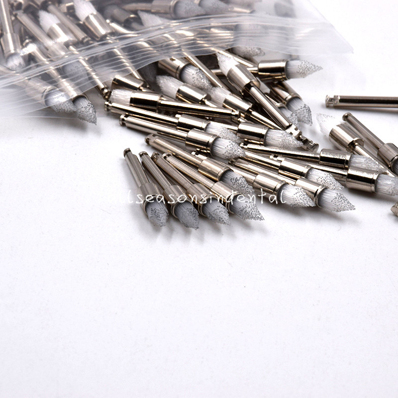 Dental Prophy Brush White Nylon Tapered Type Polishing Brush Latch 10/50/100/500