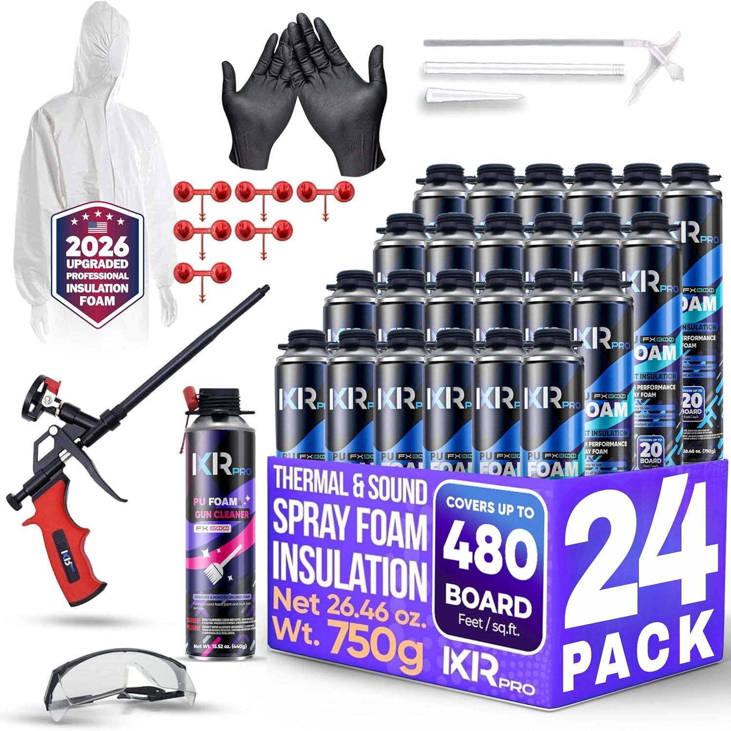 Spray Foam Insulation Kit (24Pk Kit- 24 x 26.46oz) Expanding Foam Sealant