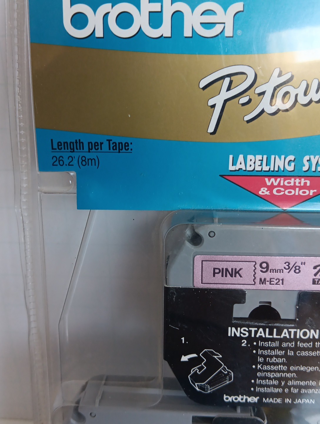 Brother P Touch Labeling System M Tapes 3 Pack Pink Green Silver 9mm-3/8 inch’s