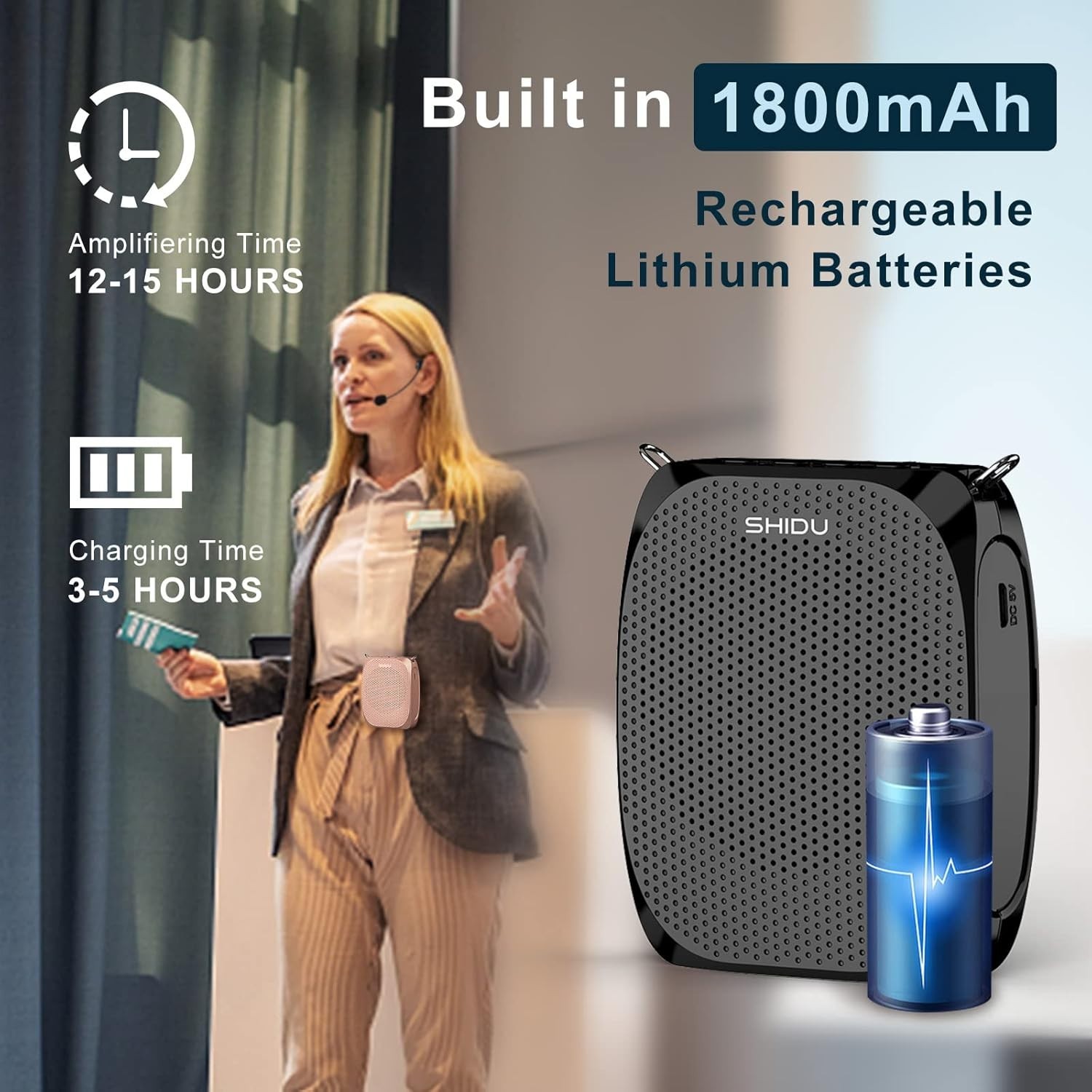 Compact Mini PA System for Easy Speech & Singing – Detachable Clip Included