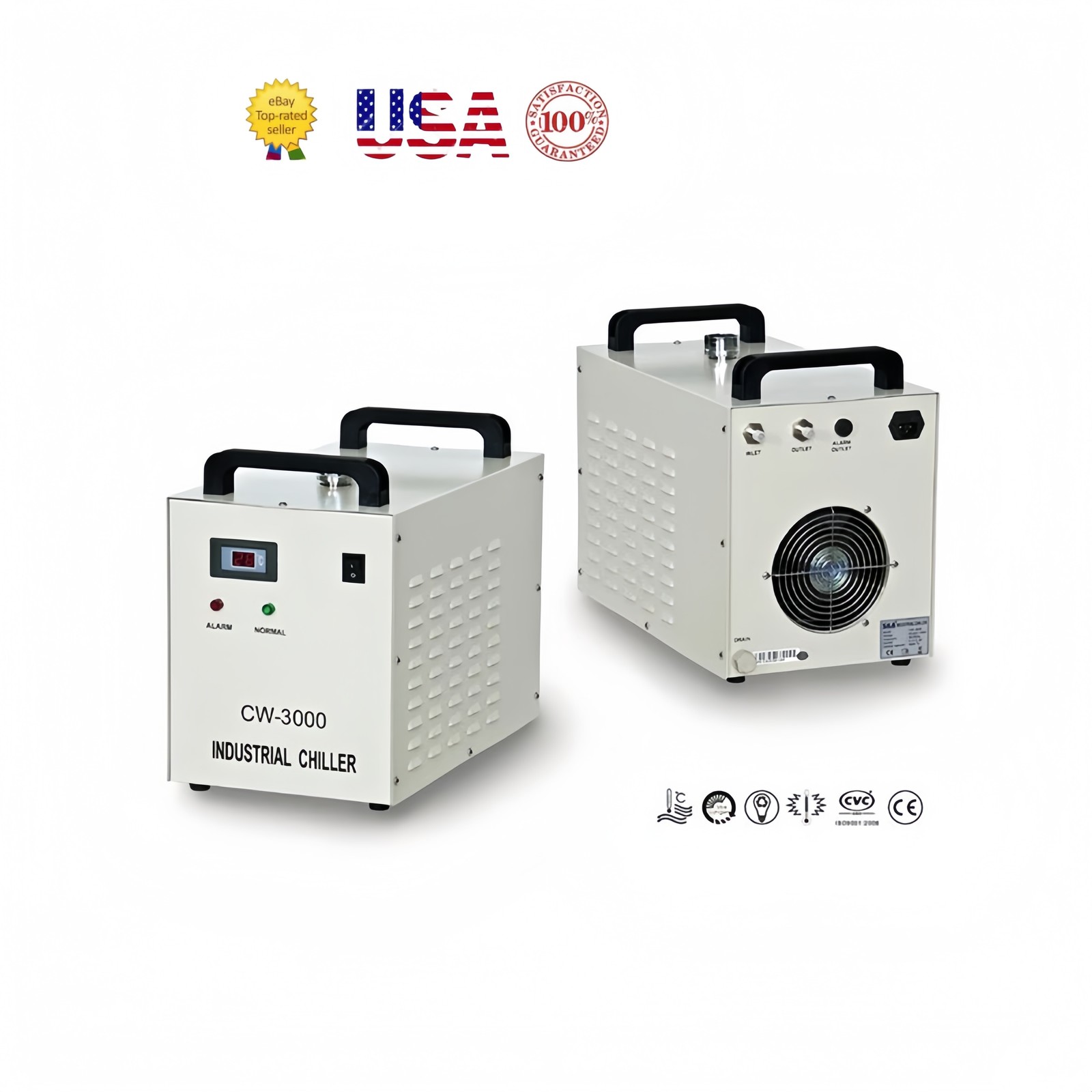 USA Laser Industrial Water Chiller CW-3000DG for CO2 Cutter Tubes Laser Engraver