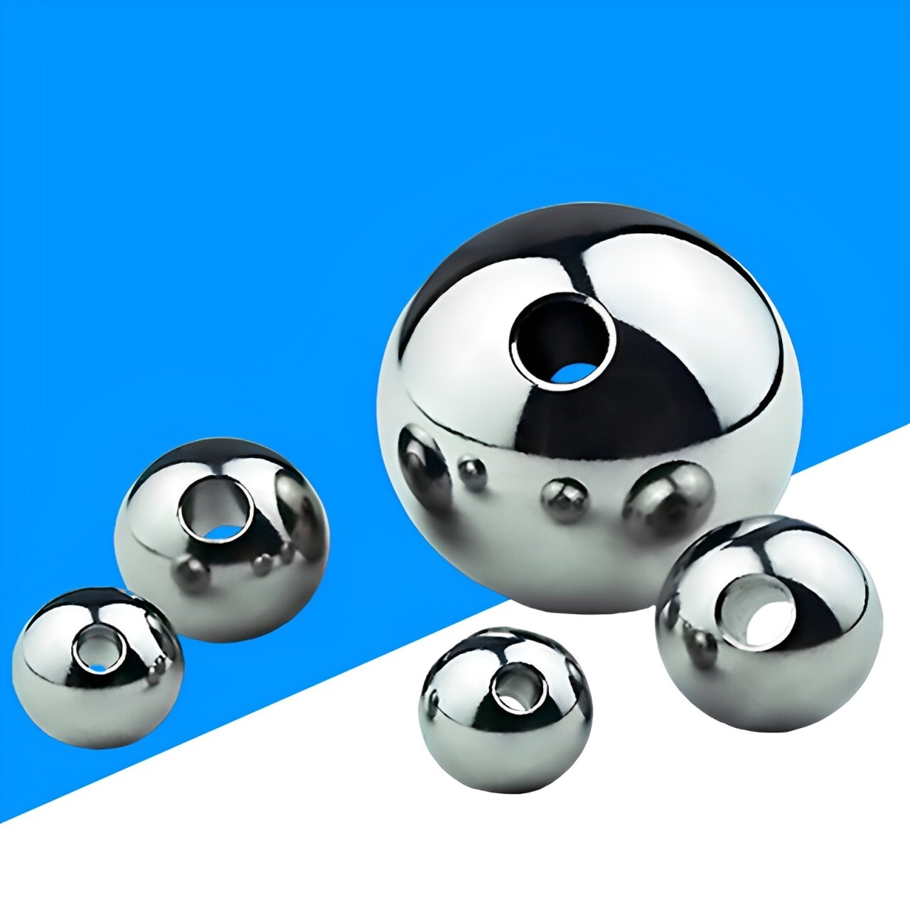 Ø 3mm- 60mm Stainless Steel Balls w Hole Bearing Smooth Through Hole Steel Ball