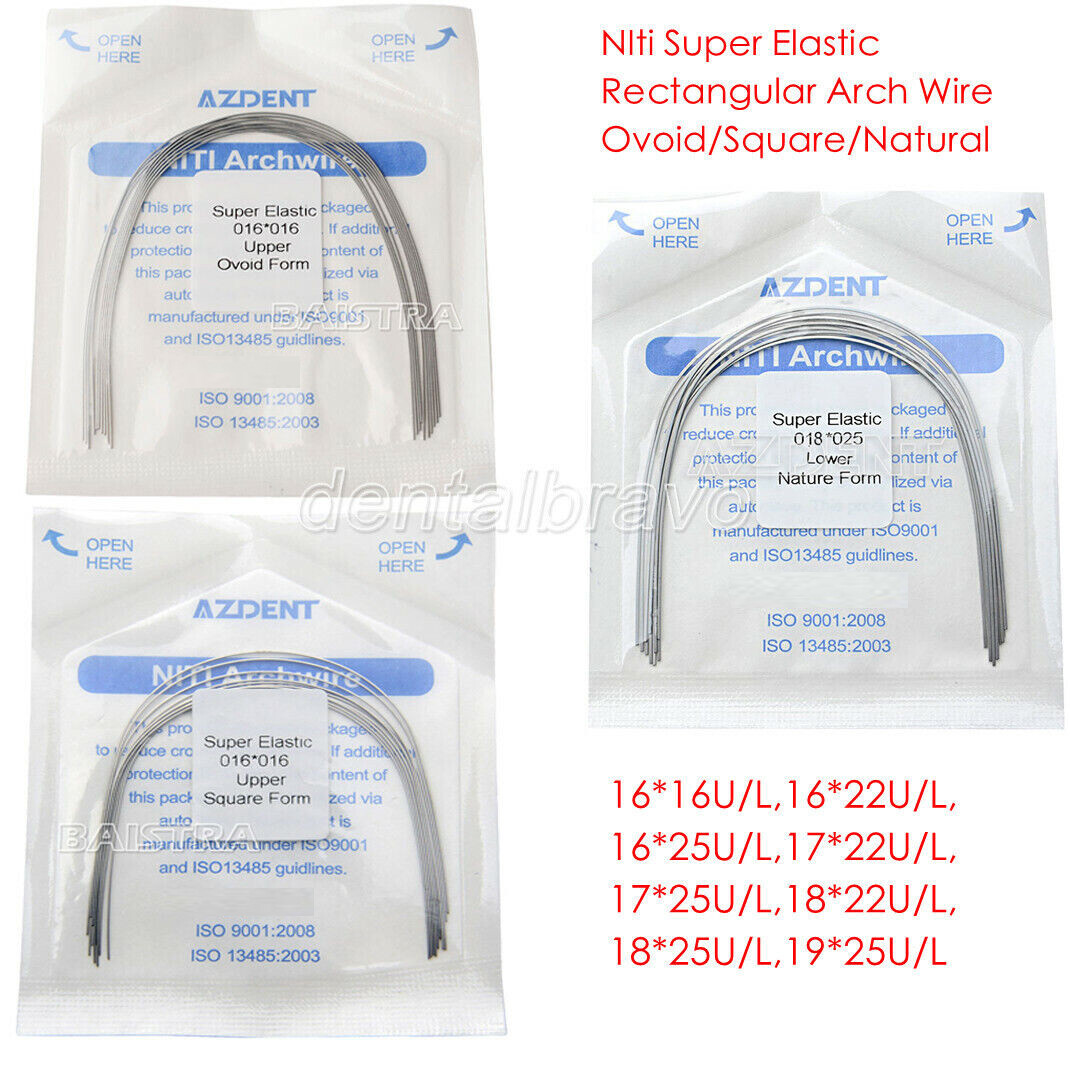 20Packs Dental Ortho Arch Wire NIti Rectangular Ovoid Natural Super Elastic all