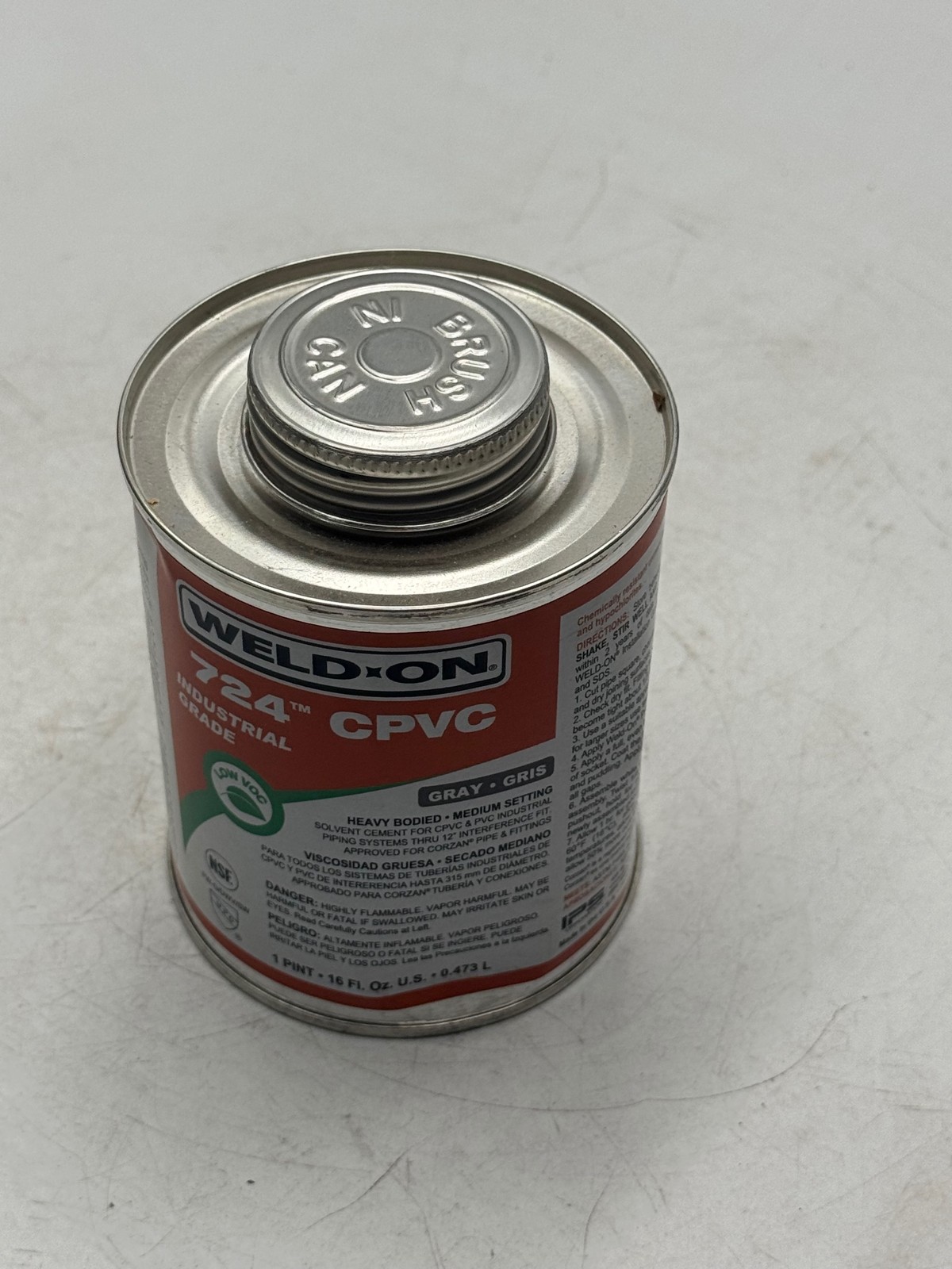 Weld-On 724 CPVC Solvent Cement 1 Pint Gray Heavy Bodied Industrial Low VOC NSF