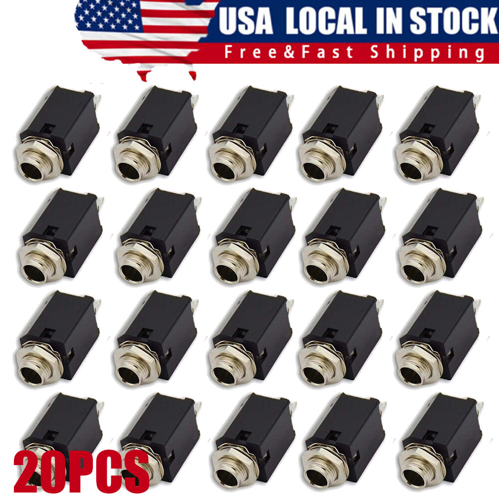 20PCS 1/4″ 6.35mm Stereo Jack Socket Audio Plug For Guitar Pedal/Amp/ Diy