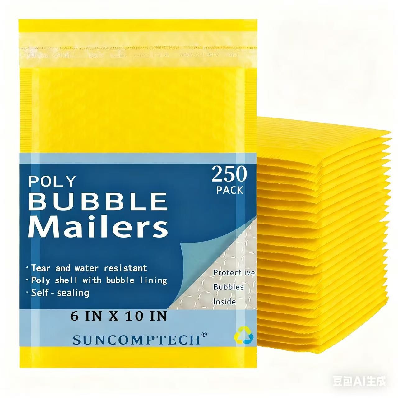 250 #0 6×10 Color Economy Poly Bubble Padded Envelopes Mailers Bag YELLOW