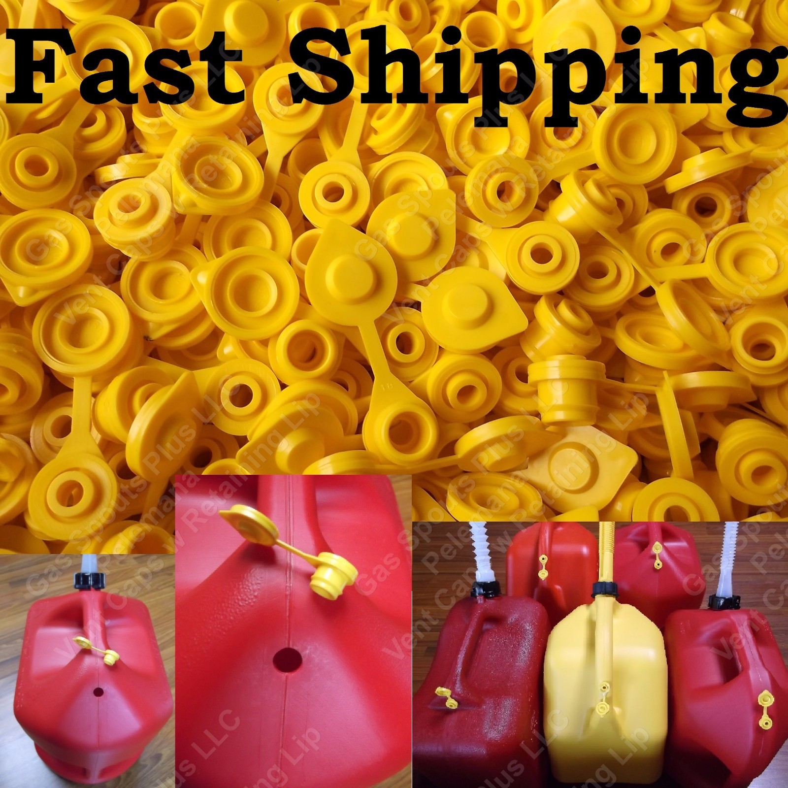 24pcs total NEW Combo Pk 12 BLITZ Yellow Spout Caps +12 YELLOW GAS CAN VENT CAPS