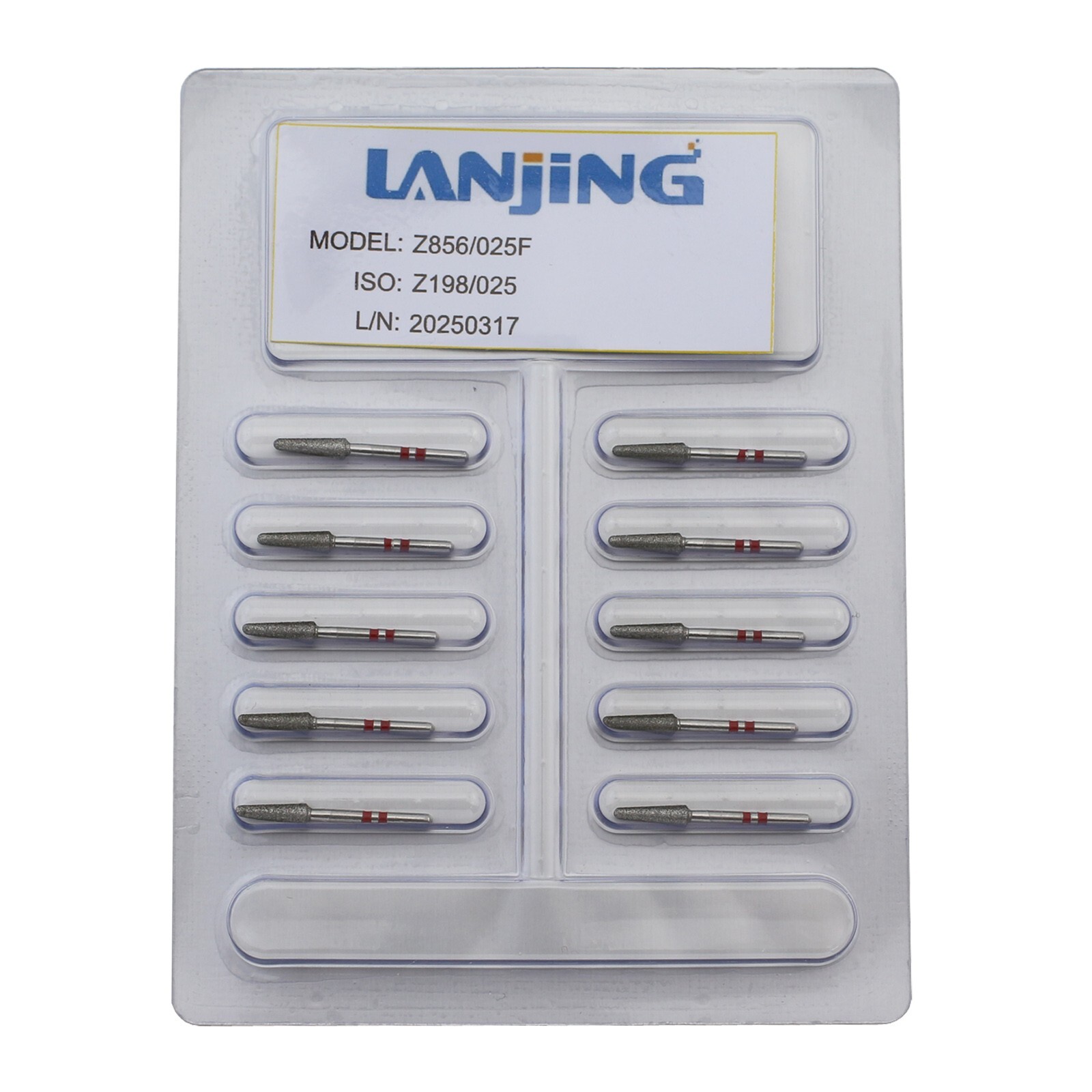 Dental Zirconia Diamond Burs Z856/025F Fine FG Bur Round End Taper High Speed
