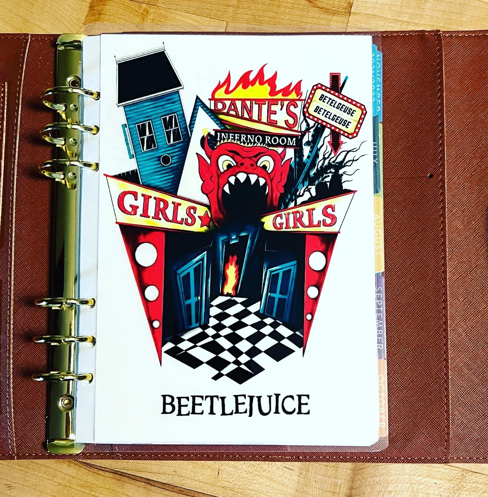 Beetlejuice Dante’s Inferno Cover Set 4 use w ErinCondren A5 Ring Agenda Binder-