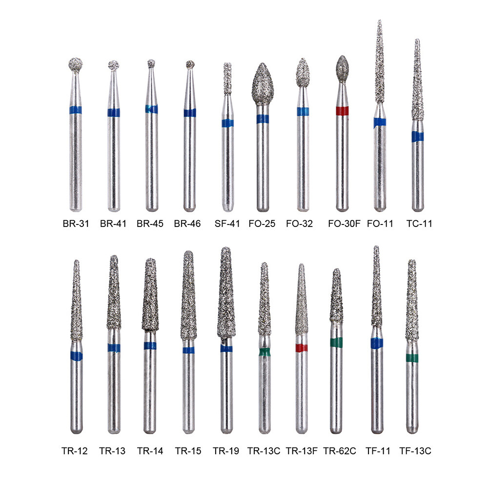 USPS Dental Low Speed 1:1 Contra Angle Push Handpiece /100Pcs Diamond FG Burs