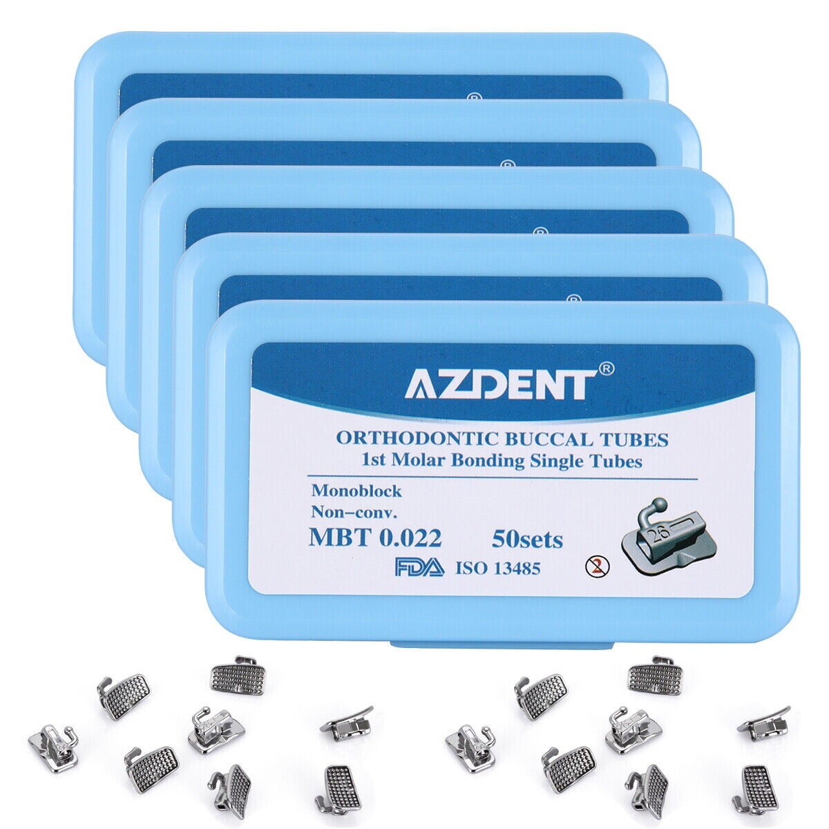 200pc/box Dental Orthodontic Buccal Tubes MIM MBT 022 1st Molar Bondable N-Conv