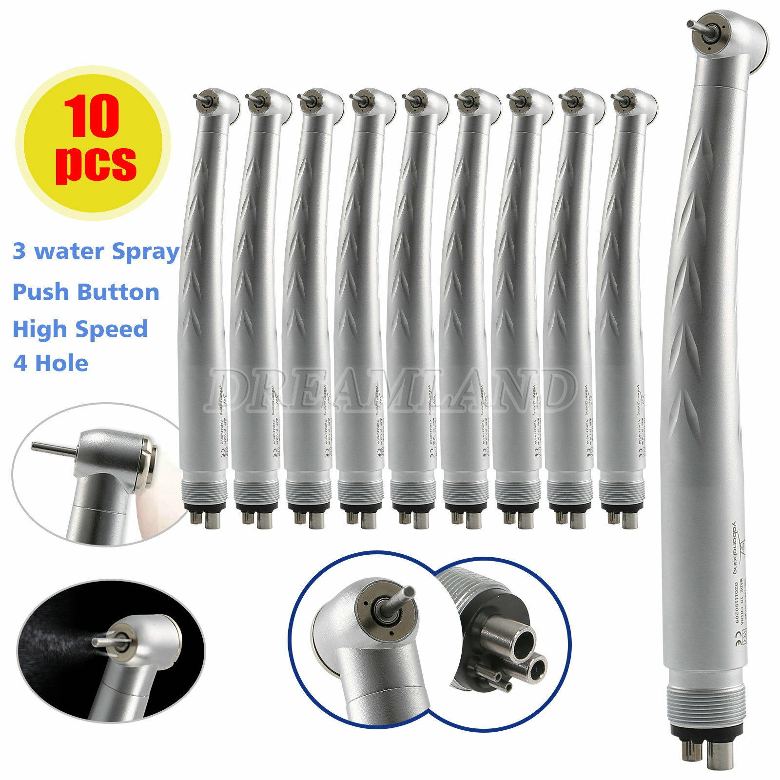 10* Dental Standard Triple Water Spray High Speed Handpeice 4H fit NSK ulk