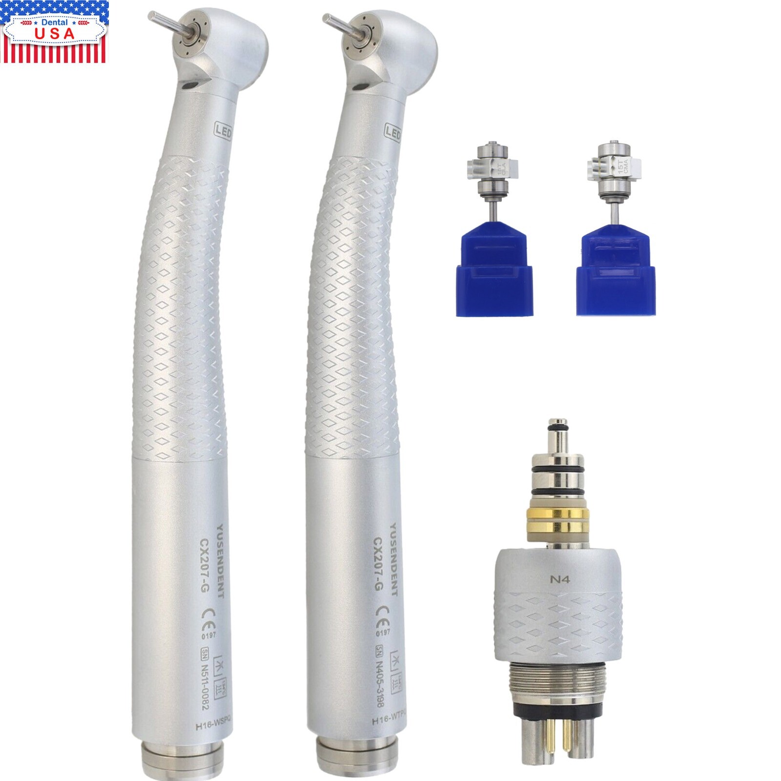 COXO Dental Fiber Optic LED High Speed Turbine Handpiece W Roto Coupling 6 Hole