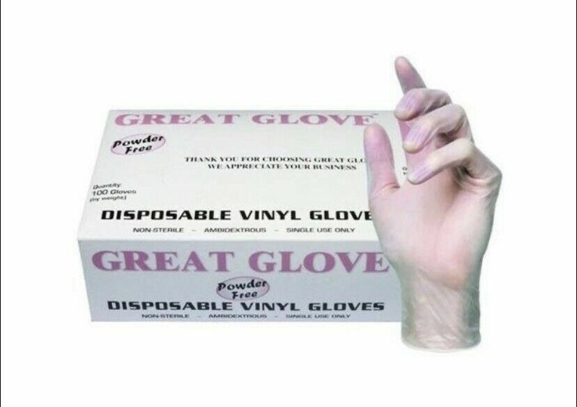 Great Glove 100 Piece Vinyl Disposable Power Free Gloves Medium