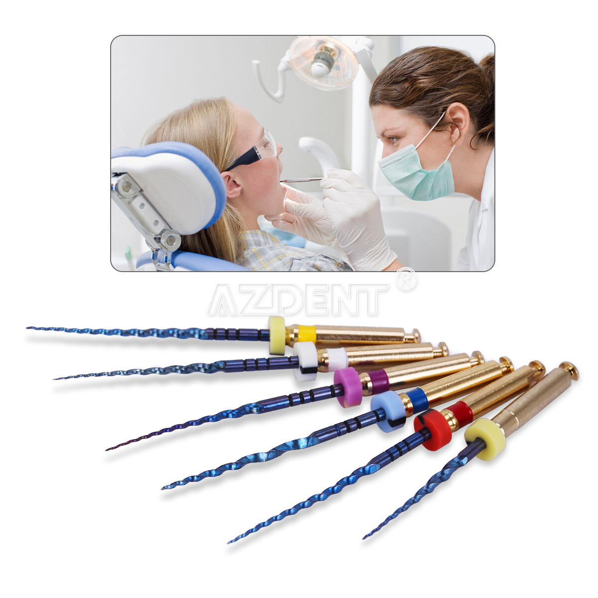 AZDENT Dental Endodontic Endo Rotary Files Heat Activated Niti Engine Use 25mm