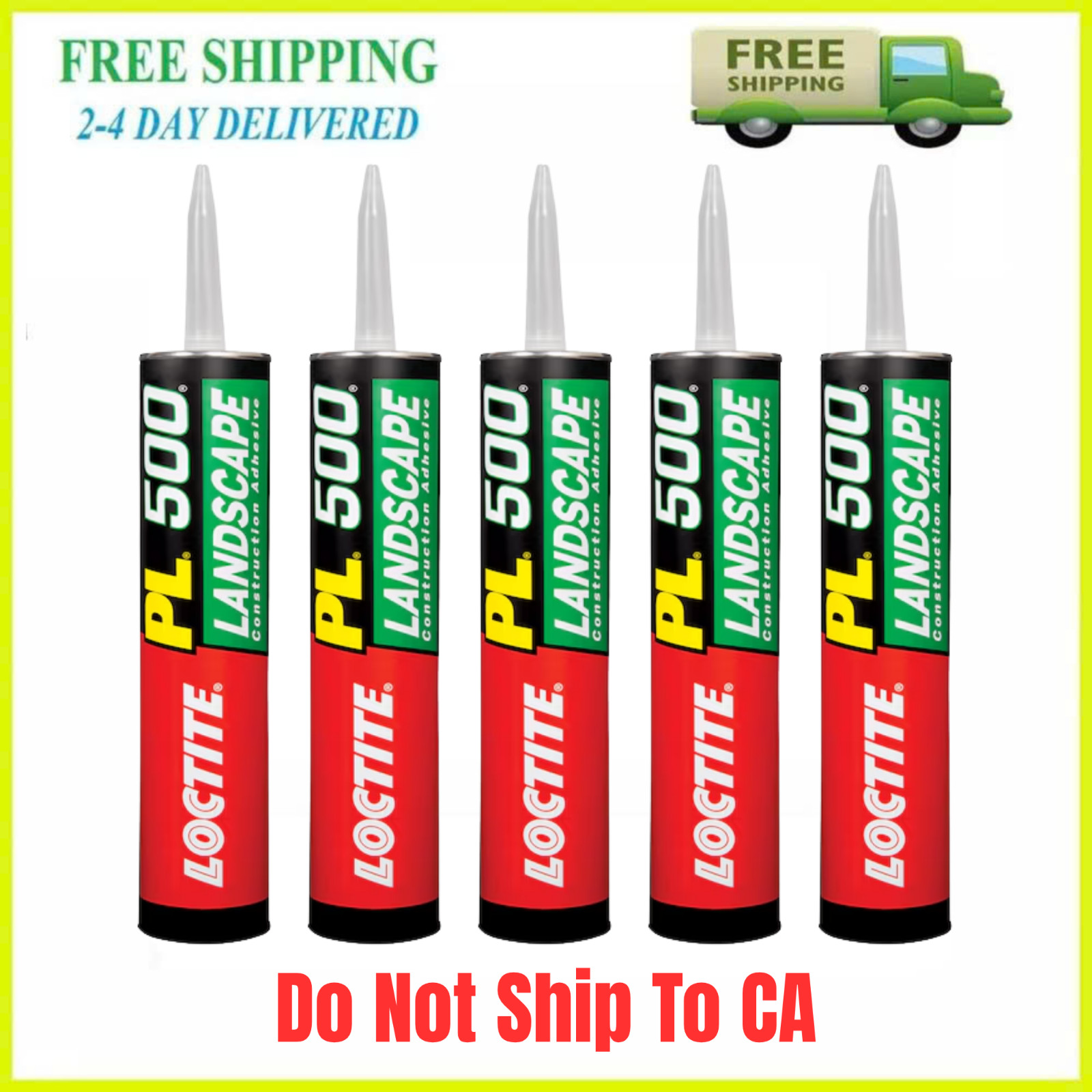 (5 Pack) LOCTITE PL500 Landscape Construction Adhesive Off White 10 fl oz Tube