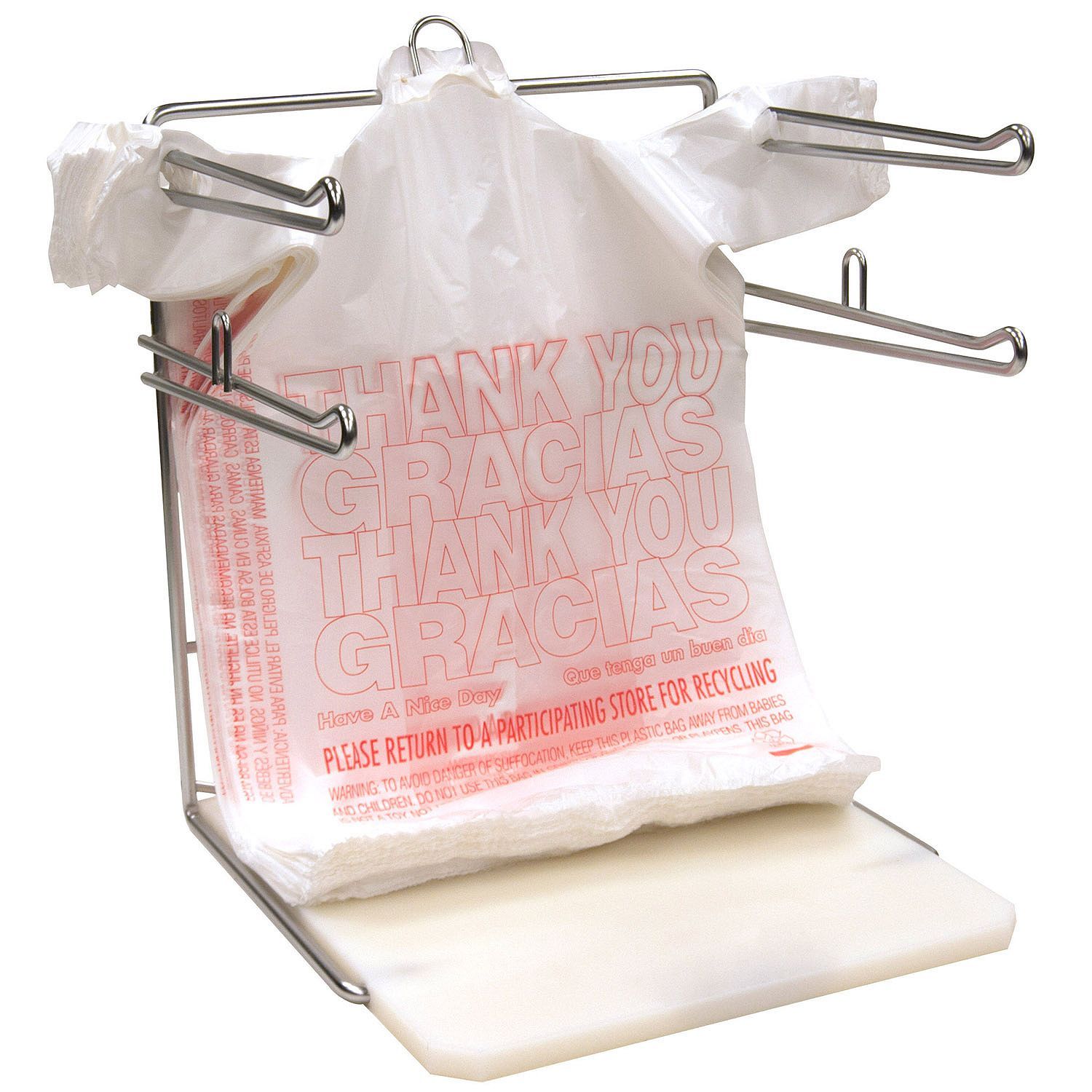 (1000 BAGS)T-SHIRT THANK YOU PLASTIC BAGS 11.5″ x 22″ GRACIAS RECYCLED MATERIALS