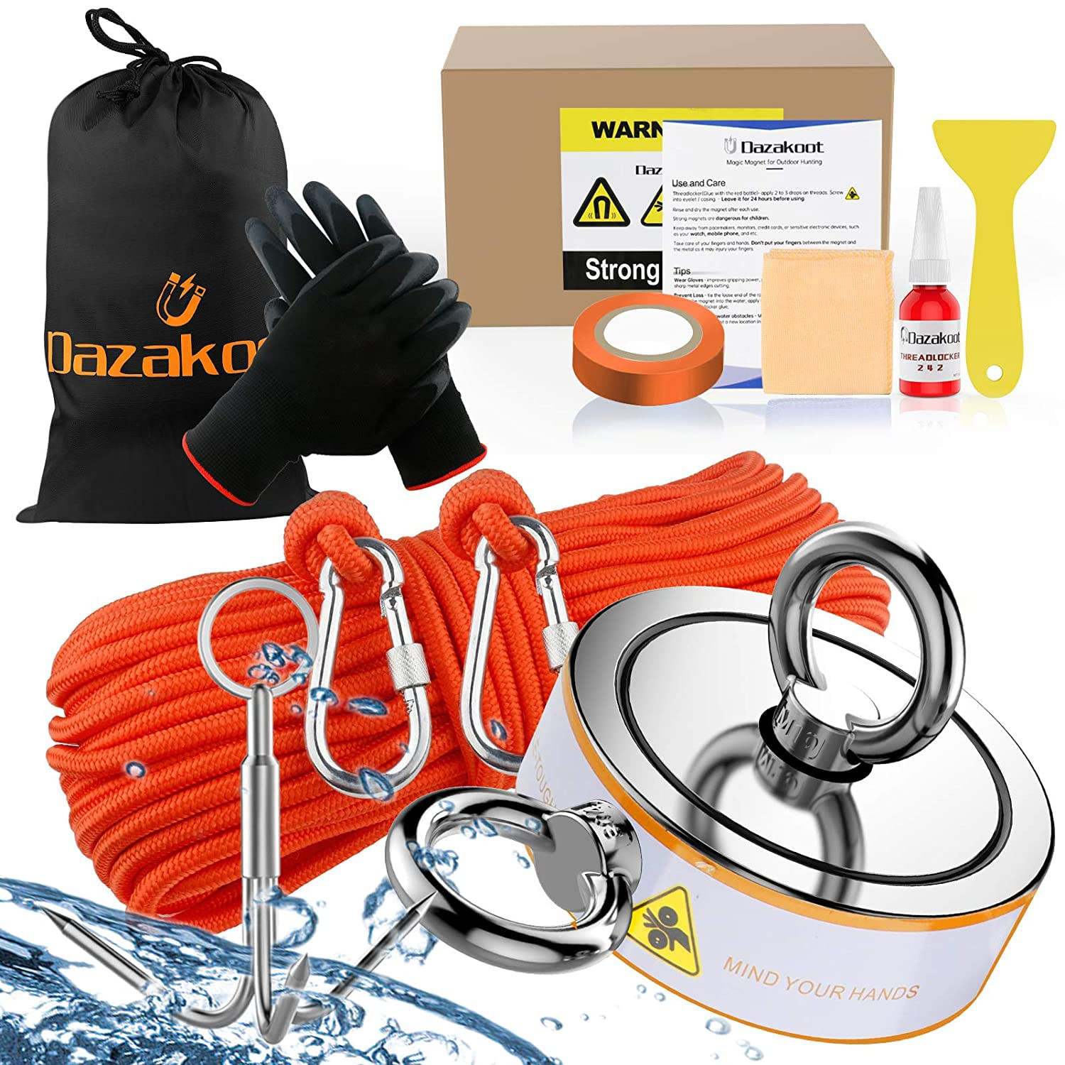 2600LBS Double Side Magnet Fishing Kit with Case, Magnet for Fishing & Treasure