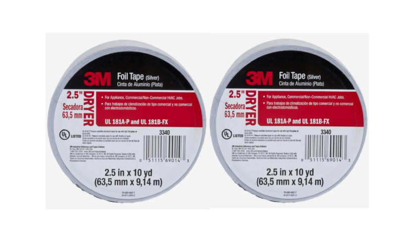 3M Silver Foil Tape for Appliances #3340 DRYER 2.5 in x 30 ft 2 Pack
