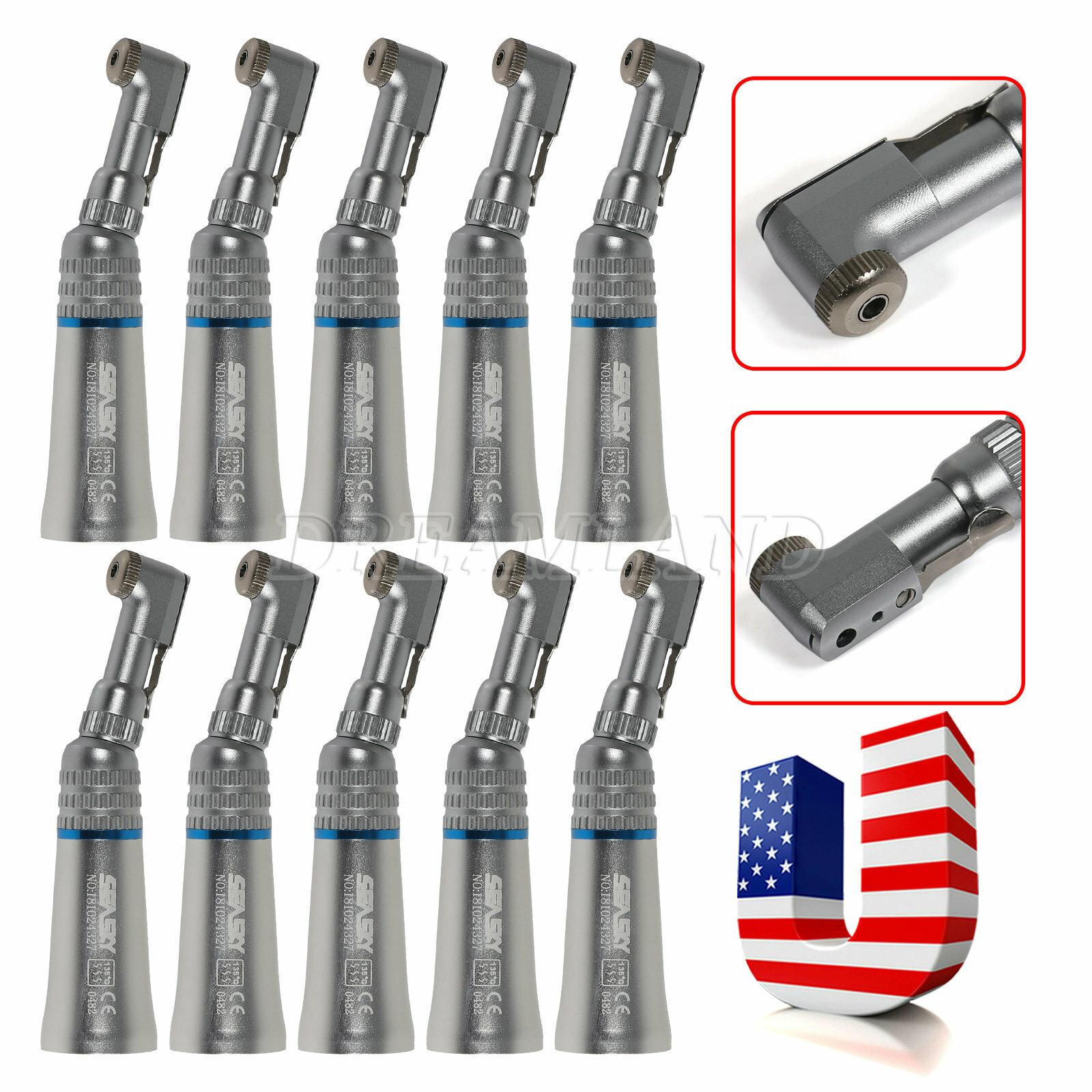 1-10 SEASKY Dental Slow Low Speed Handpiece Contra Angle Latch E-Type / RA Burs
