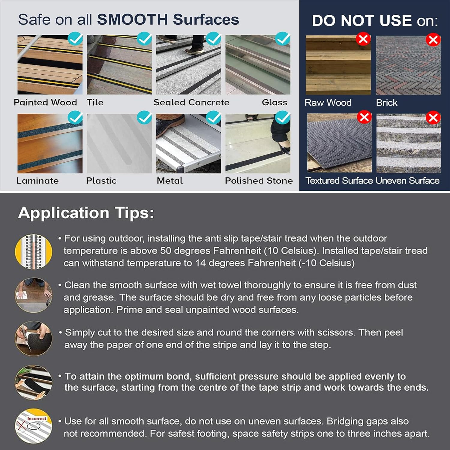 Anti Slip Tape, 4 Inch x 42 Ft Grip Tape for Stairs Outdoor/Indoor, Waterproof