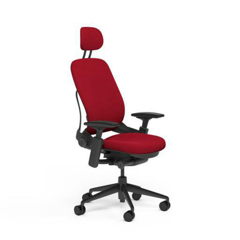 Steelcase Leap Office Chair V2 Adjustable Headrest Black Frame Buzz2 Rouge