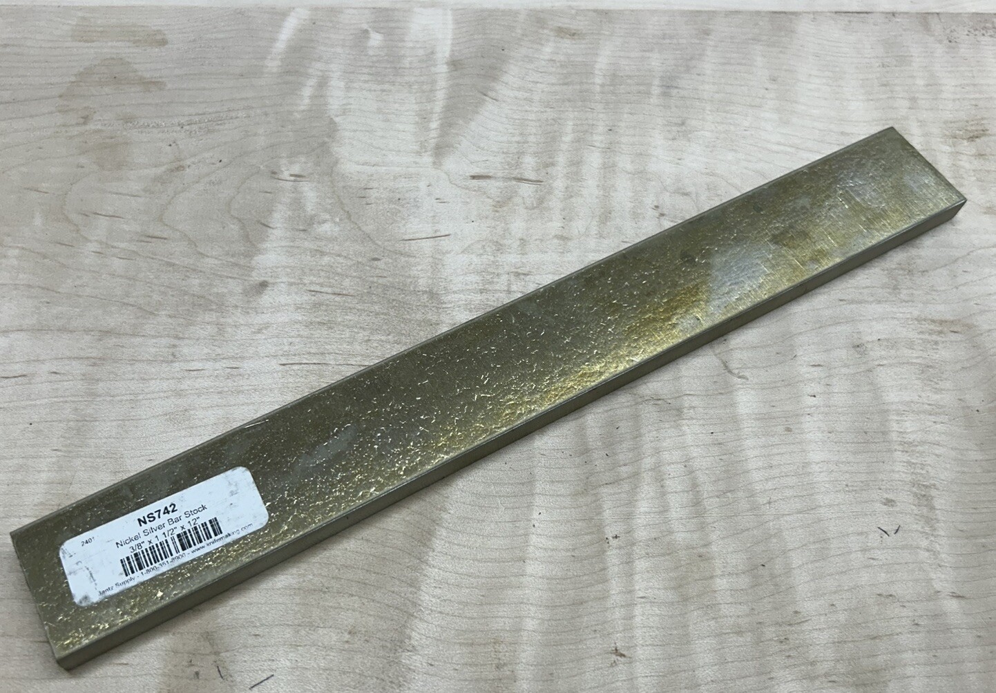 752 18% Nickel Silver Flat Bar 3/8” x 1.5” x 12” Knife making milling stock