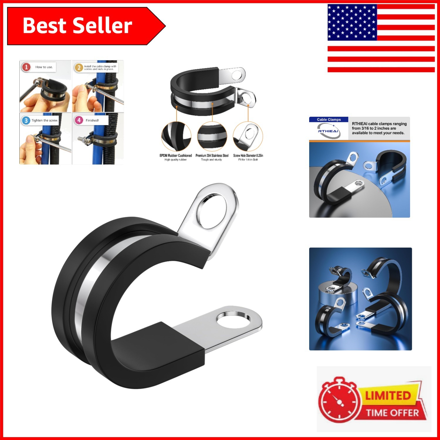 Versatile 1/4 Inch Stainless Steel Cable Clamps – 100 PCS for All Applications