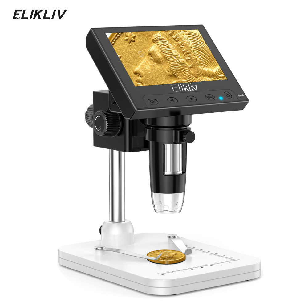 Elikliv DM4 Digital Microscope with 720P 4.3″ 50-1000X 8 Dimmable LED USED