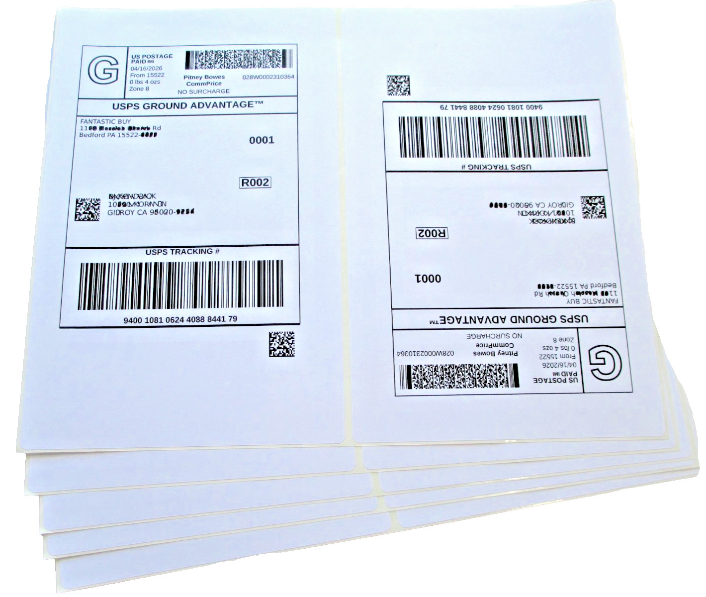Shipping Labels 2 per Sheet Best Quality 200- 1000 Half Sheet Adhesive 8.5 x 5.5