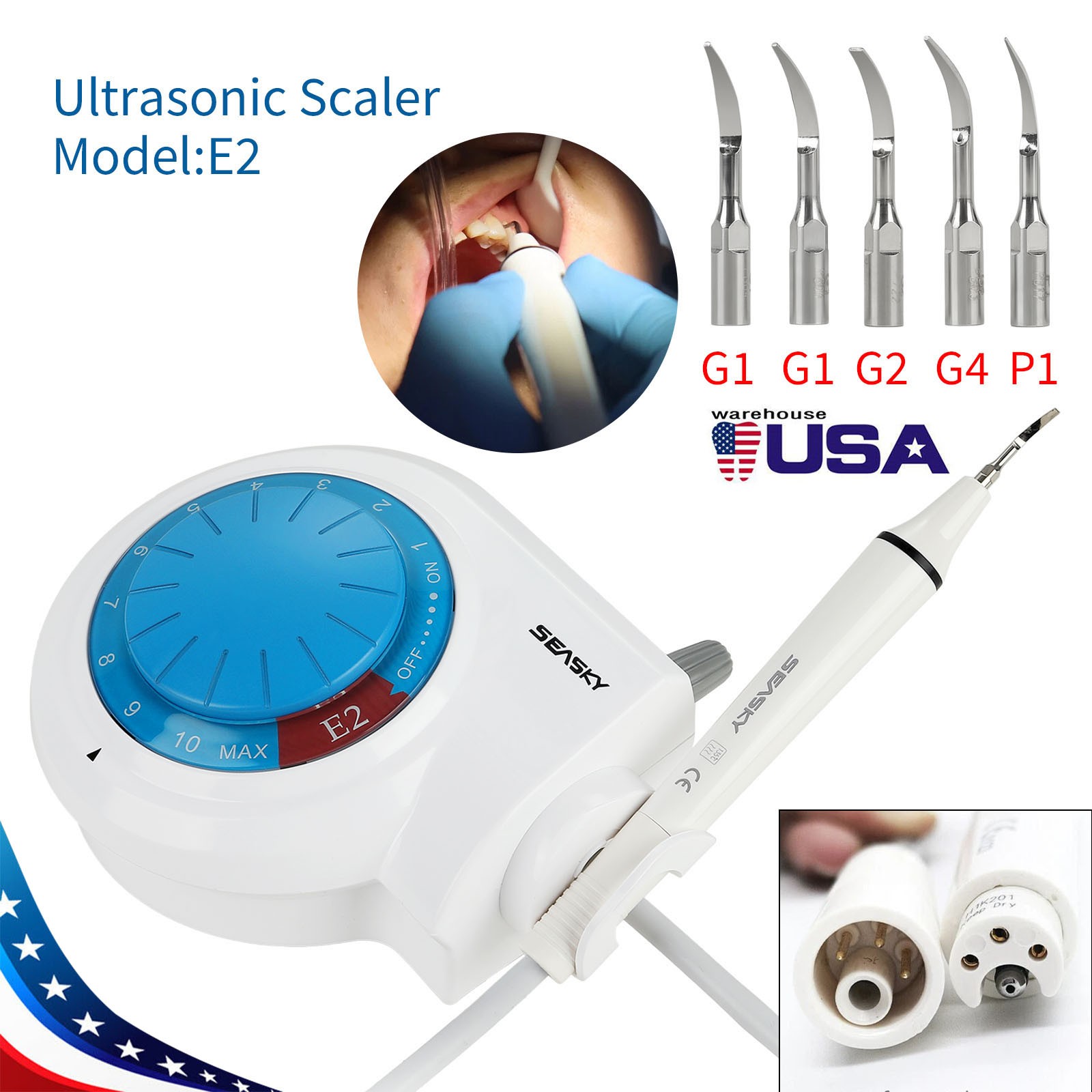 For Cavitron Dental Ultrasonic Piezo Scaler w/ Handpiece 5*Tips fits EMS SKYSEA