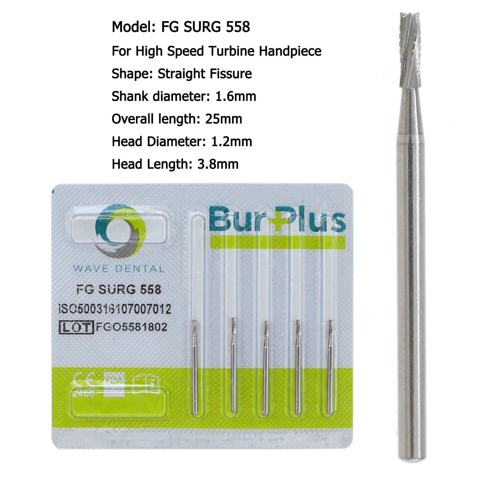 Wave Dental Burs Carbide Surgical High Speed FG SURG 557 558 701 702 703 Prima