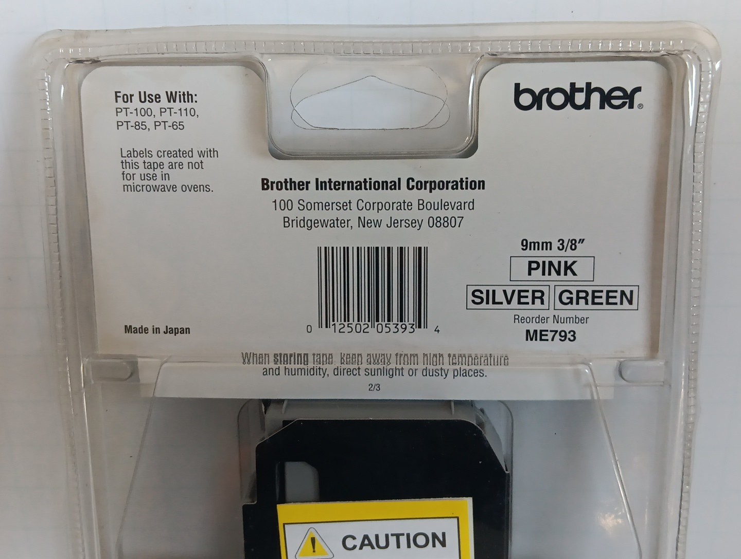 Brother P Touch Labeling System M Tapes 3 Pack Pink Green Silver 9mm-3/8 inch’s