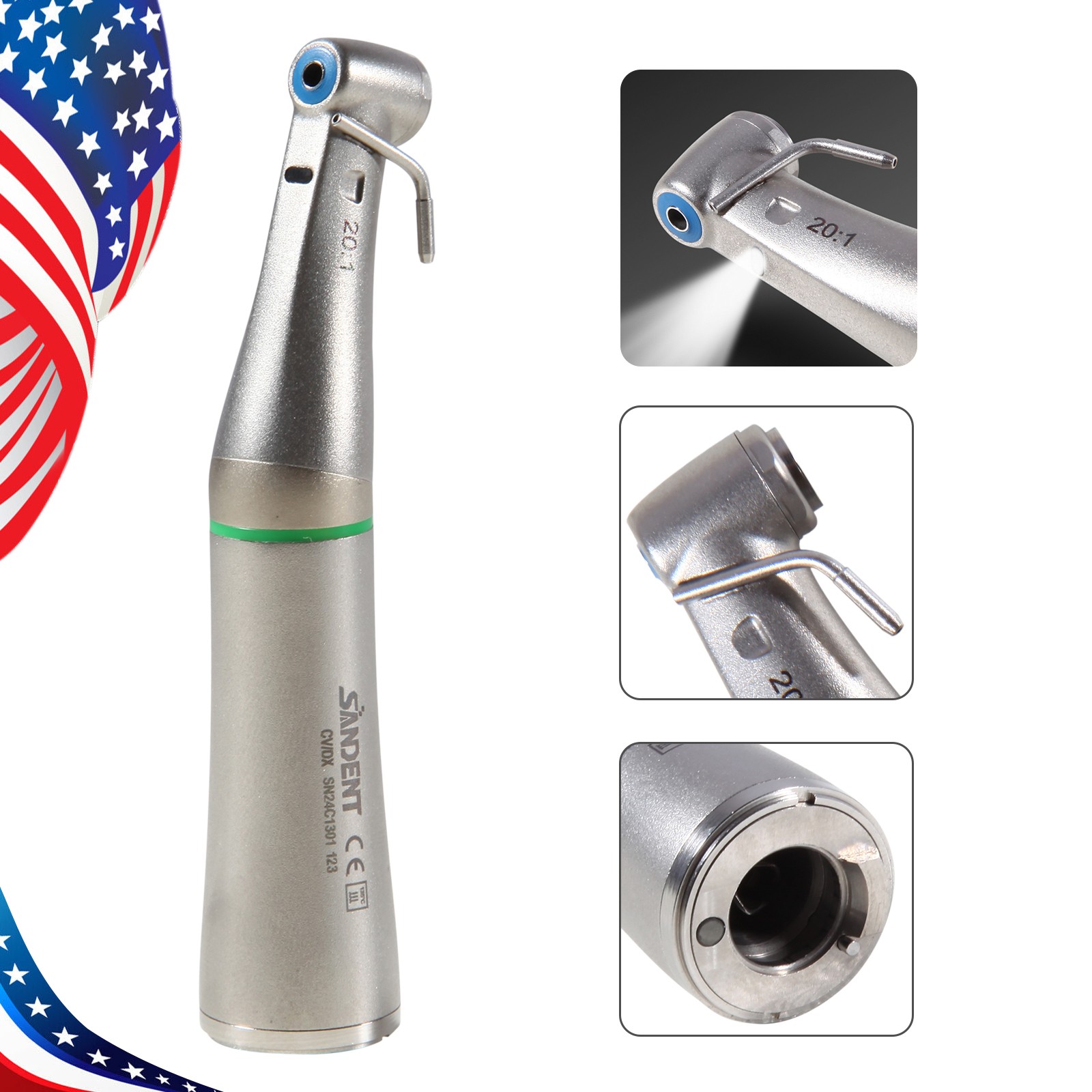 Dental 1:5 LED Fiber Optic Contra Angle Handpiece compatible NSK Ti-MAX X95L