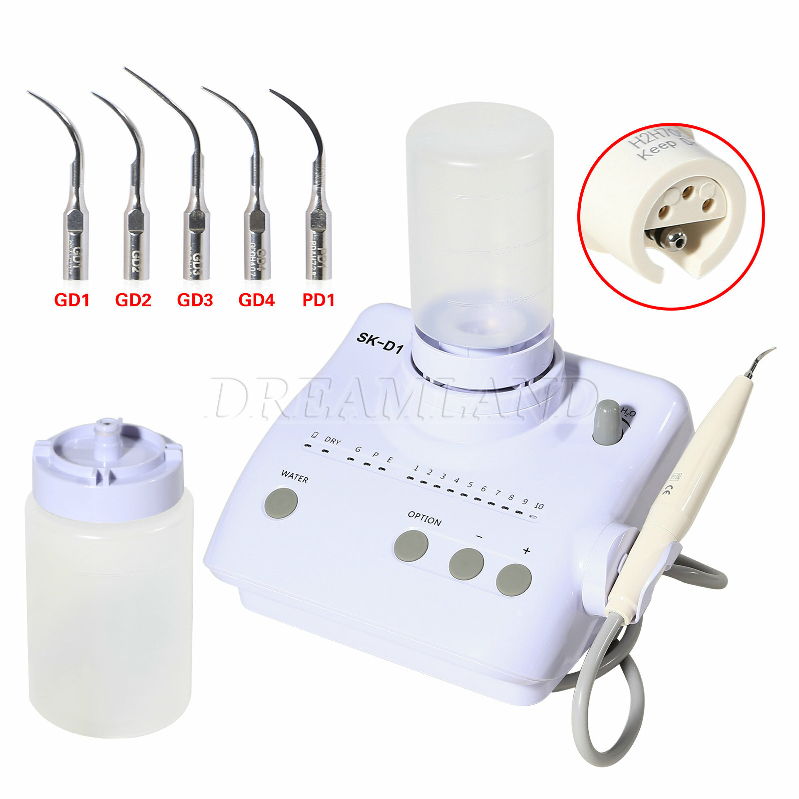 Ultrasonic Scaler fit EMS DTE Woodpecker (LED) Handpiece+Tips+ Bottles Dental