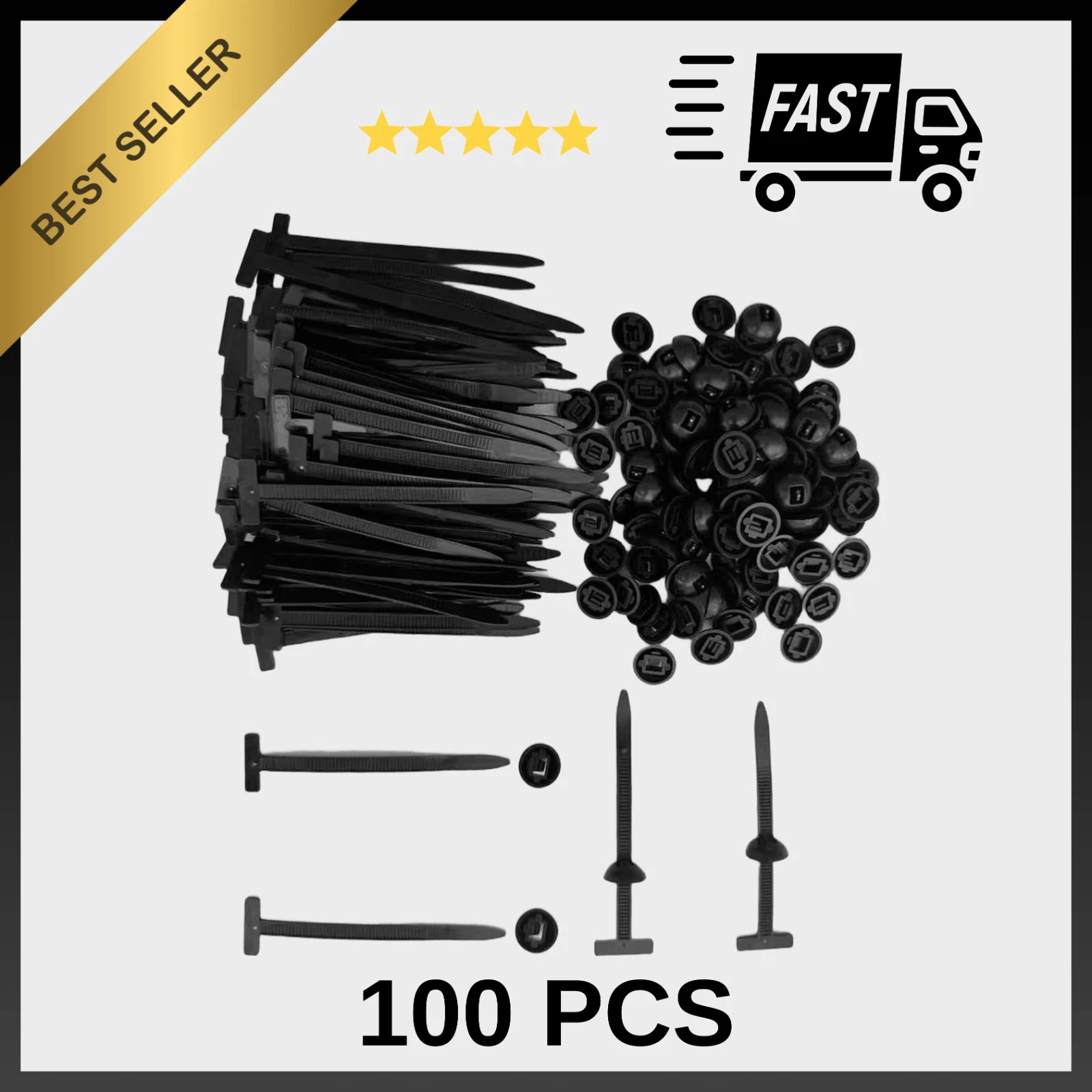 100 PCS Nylon Universal Cable Tie Buckle，Heavy Duty Self-Locking Zip Ties Holder