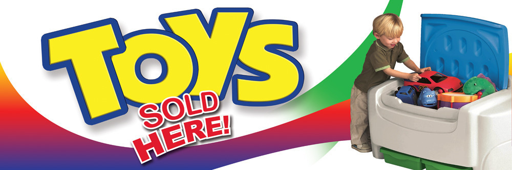2ft x 6ft TOYS SOLD HERE (wht) Vinyl Banner 2’x6′ -Alt to Banner Flag (202)