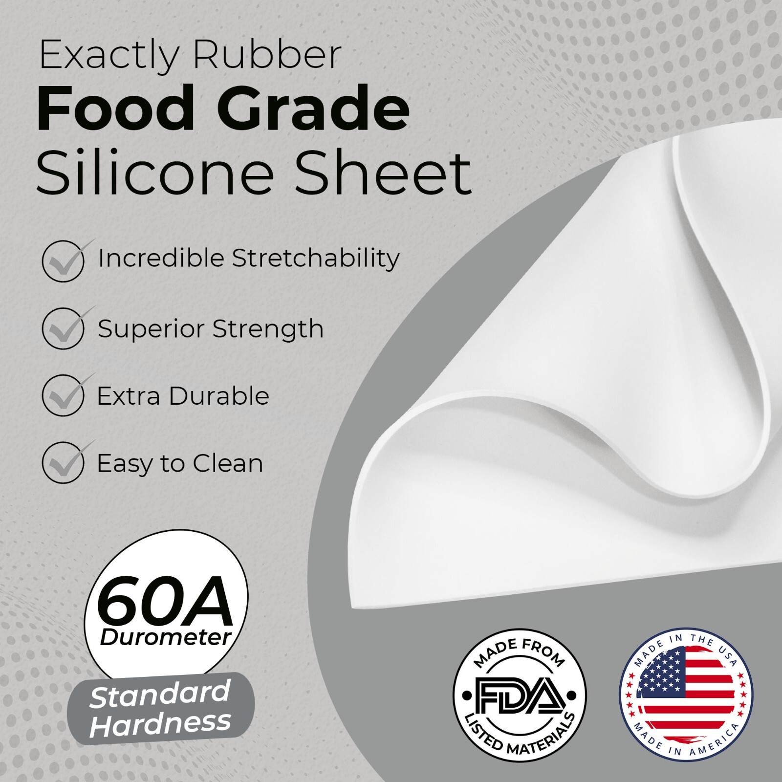 FDA White Silicone Rubber Sheet, 60A 1/16 x 12 x 36″ Food Grade Gasket Material