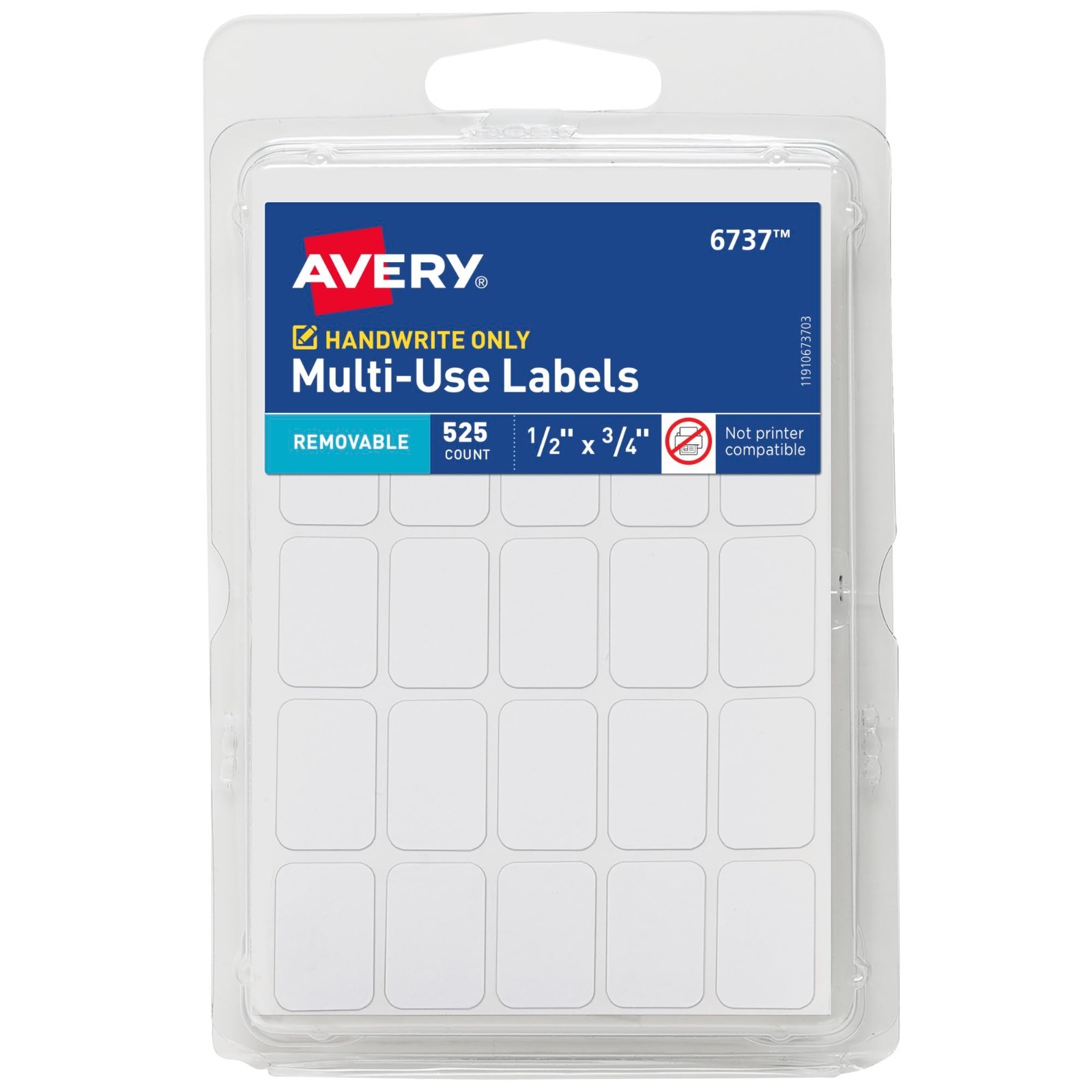 Multi-Use Removable Labels, 1/2″ X 3/4″, White, Non-Printable, 525 Blank Labels