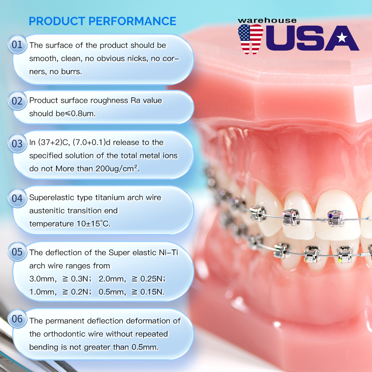 AZDENT Dental Ortho Brackets Braces /Niti Round Arch Wires/1st molar Buccal Tube